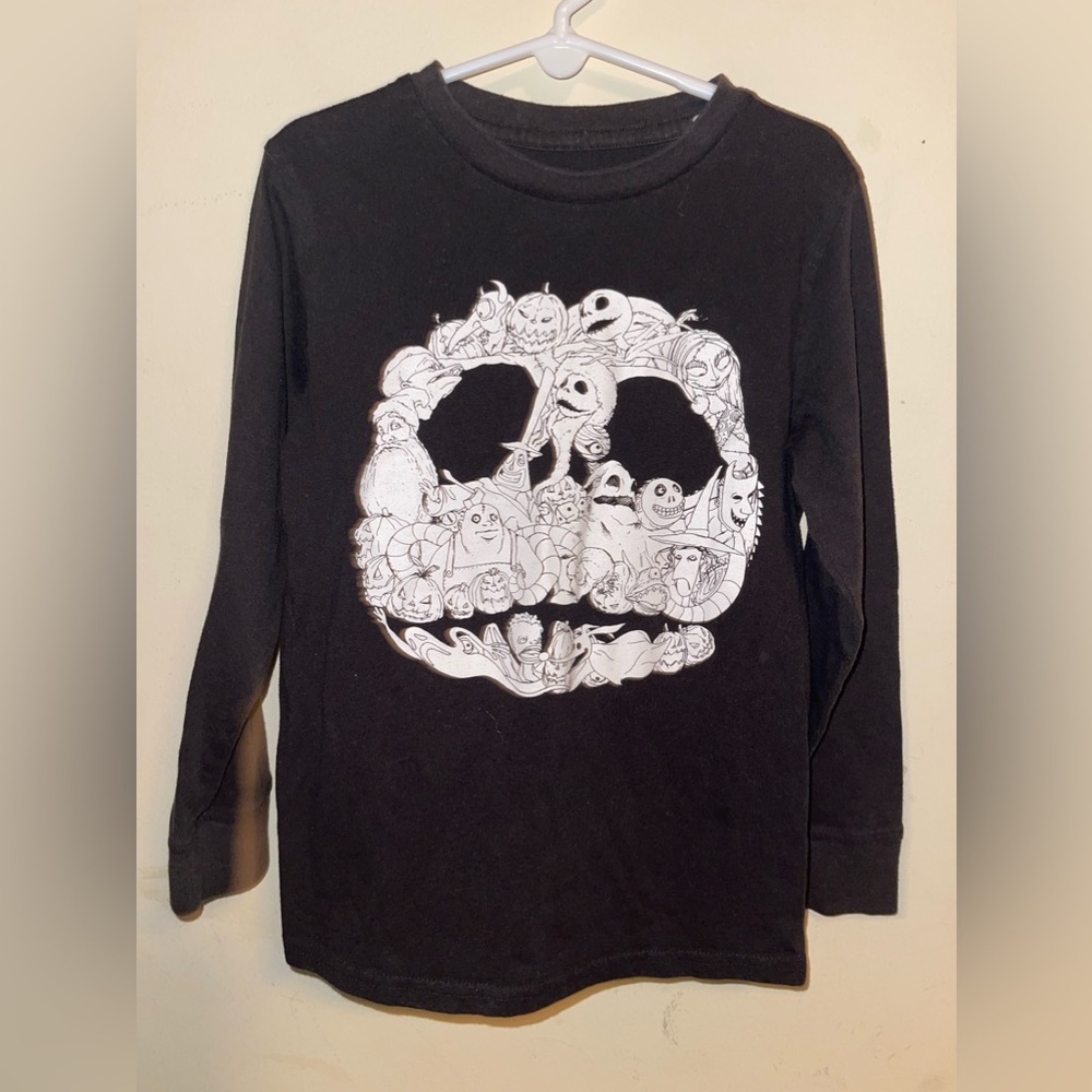 Glow in Dark Tim Burton nightmare before Christmas Jack Skellington LS Tee Sz S